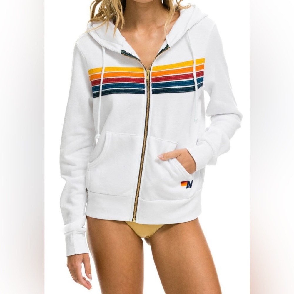 Aviator Nation 5 Stripe Zip Hoodie (unisex sizing)
